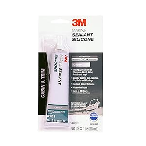 3M Marine Grade Silicone Sealant, 08019, For Boats and RVs, Above the Waterline Interior/Exterior Sealing, Clear, 3 fl oz Tube