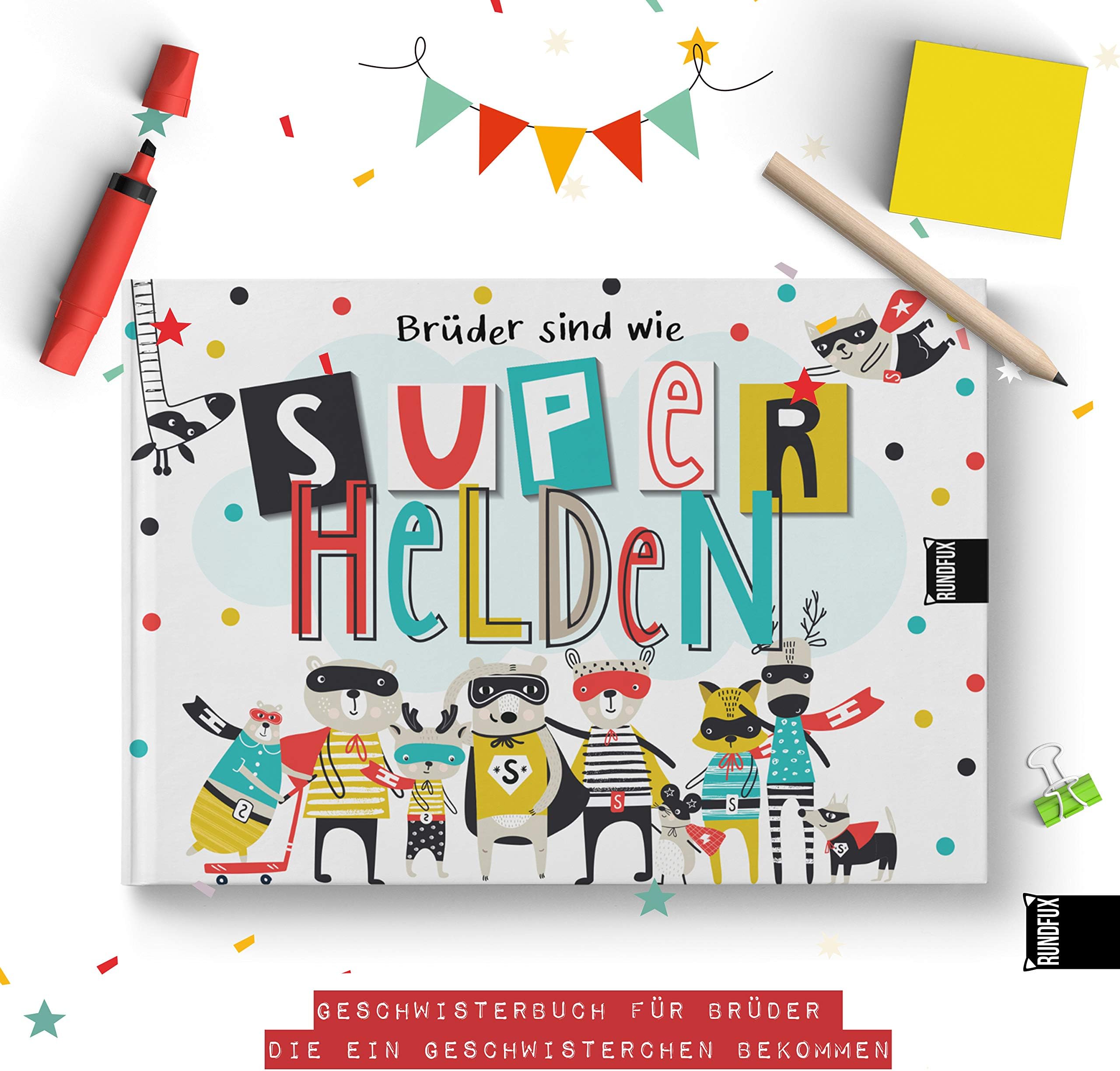 Geschenk zur Geburt für große Schwester "kleiner Bruder + große Schwester"Buch (Öko, Recycling