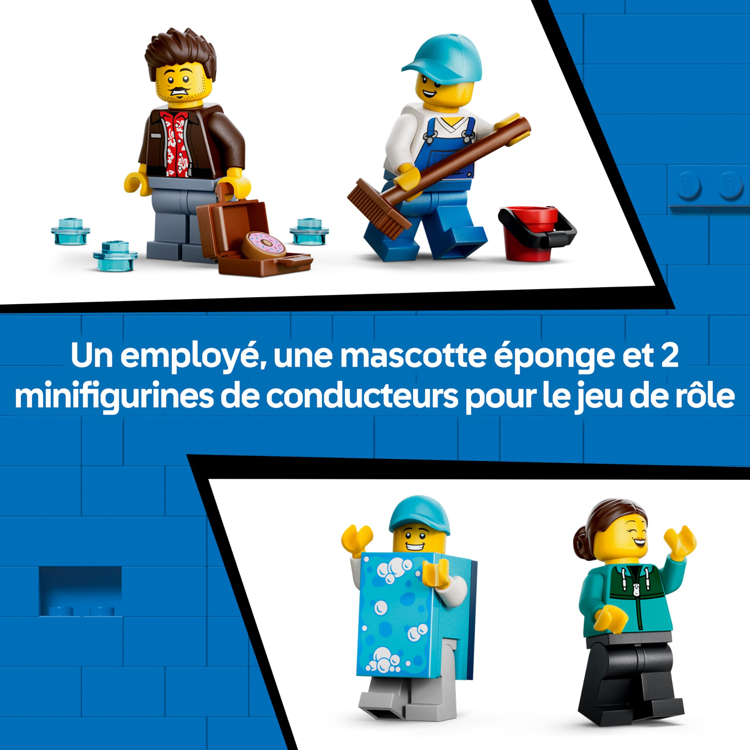 LEGO City La Station de Lavage Automatique - Jouet de Construction - Maquettes de Voitures, Fonction Nettoyage & 4 Minifigurines avec Accessoires - Cadeau d'anniversaire pour Garçon dès 6 Ans 60497
