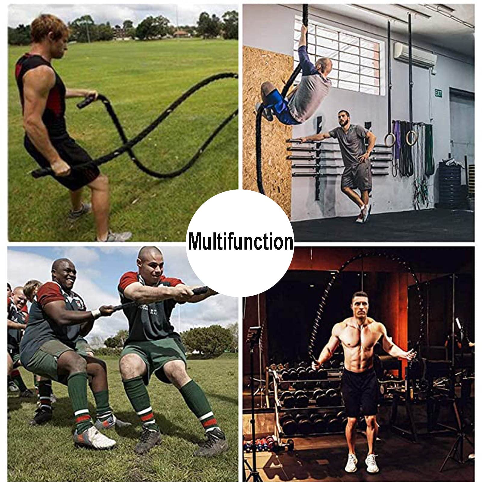 Battle Rope Hua Krafttraining Battle Seil 9m / 12m / 15m, Schwere Skipping Sports Seil, Multifunktionales Männliches Und Weibliches Fitnessseil, Für Aerobic-Übungen (Size : 9m)