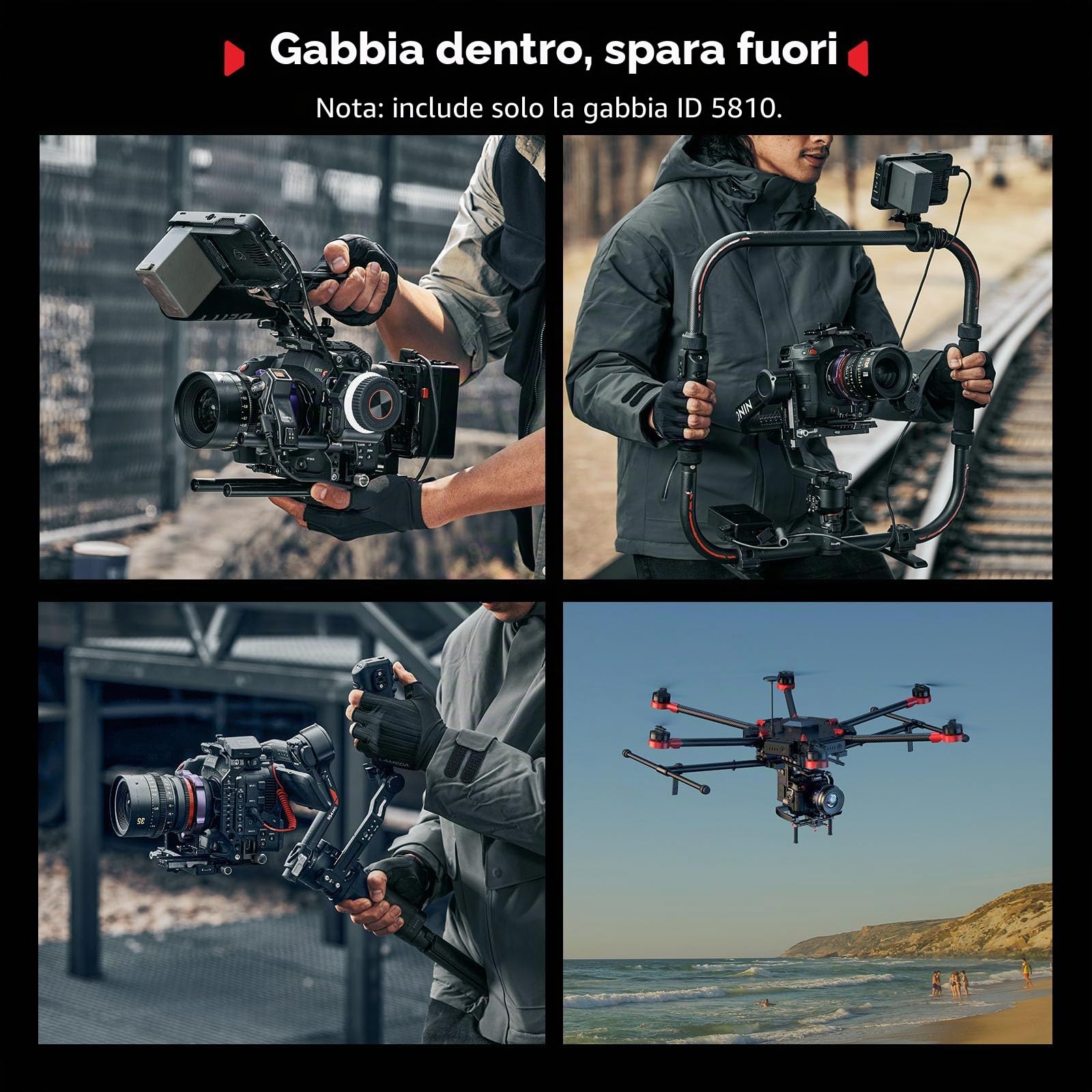 SmallRig Gabbia per Canon C80, design modulare con piastra superiore, piastre laterali, piastra inferiore, guida NATO, fermacavo per HDMI, con attacco a scarpa fredda, foro filettato da 1/4"-20 e 3/8
