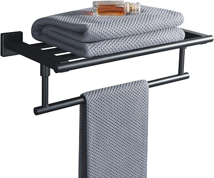 Alise Towel Racks for Bathroom Wall Mount 16 Inch,Matte Black | SUS304 Stainless Steel Bathroom Towel Holder Towel Hanger,Towel Rack with Tower Bars for Bathroom Lavatory Kitchen