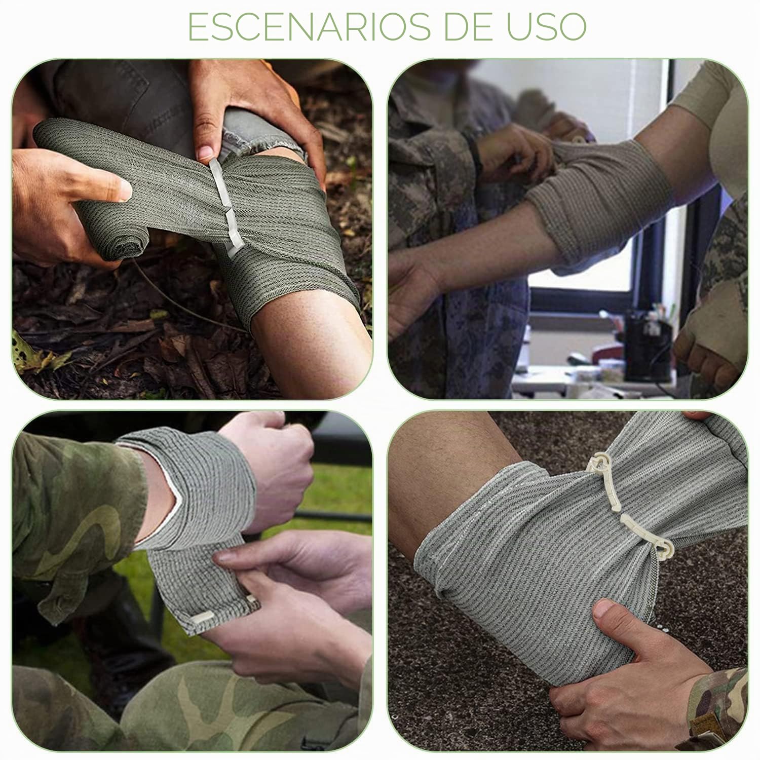 4 Piezas Vendaje Israelí, Vendaje de Emergencia de 6 Pulgadas, Israeli Vendaje Hemostático, Israel Vendaje, Vendaje de Emergencia para Exteriores, Color Gri