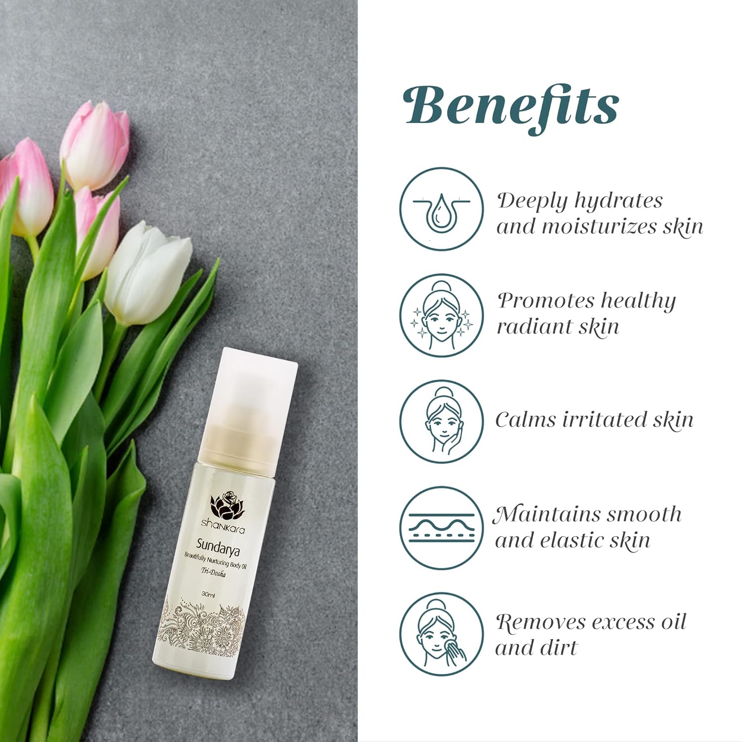 Shankara Sundarya Body Oil for Women and Men with Jasmine, Ylang, Rose Geranium, Sunflower, Aloe Vera, and Sesame – Perfect Moisturizing Body Oil for Uplifting Mind and Purifying Skin. (30ml/1 bottle)