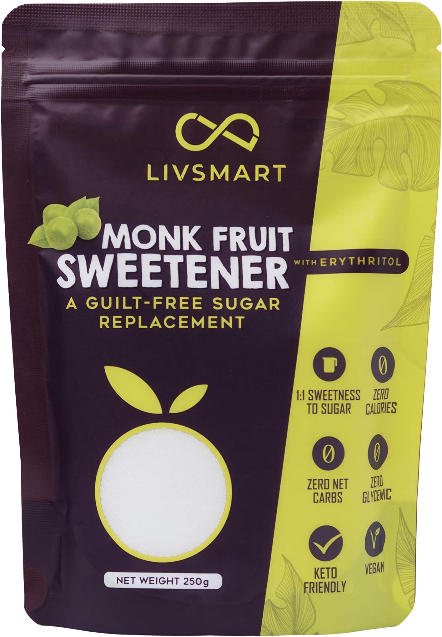 Livsmart Monk Fruit Sweetener (Keto, Zero Net Carb, Zero Calorie)