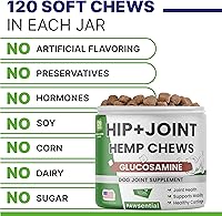Vista 5 de ADVANCED Suplemento de cáñamo para cadera y articulaciones para perros, glucosamina para perros, golosinas para aliviar el dolor