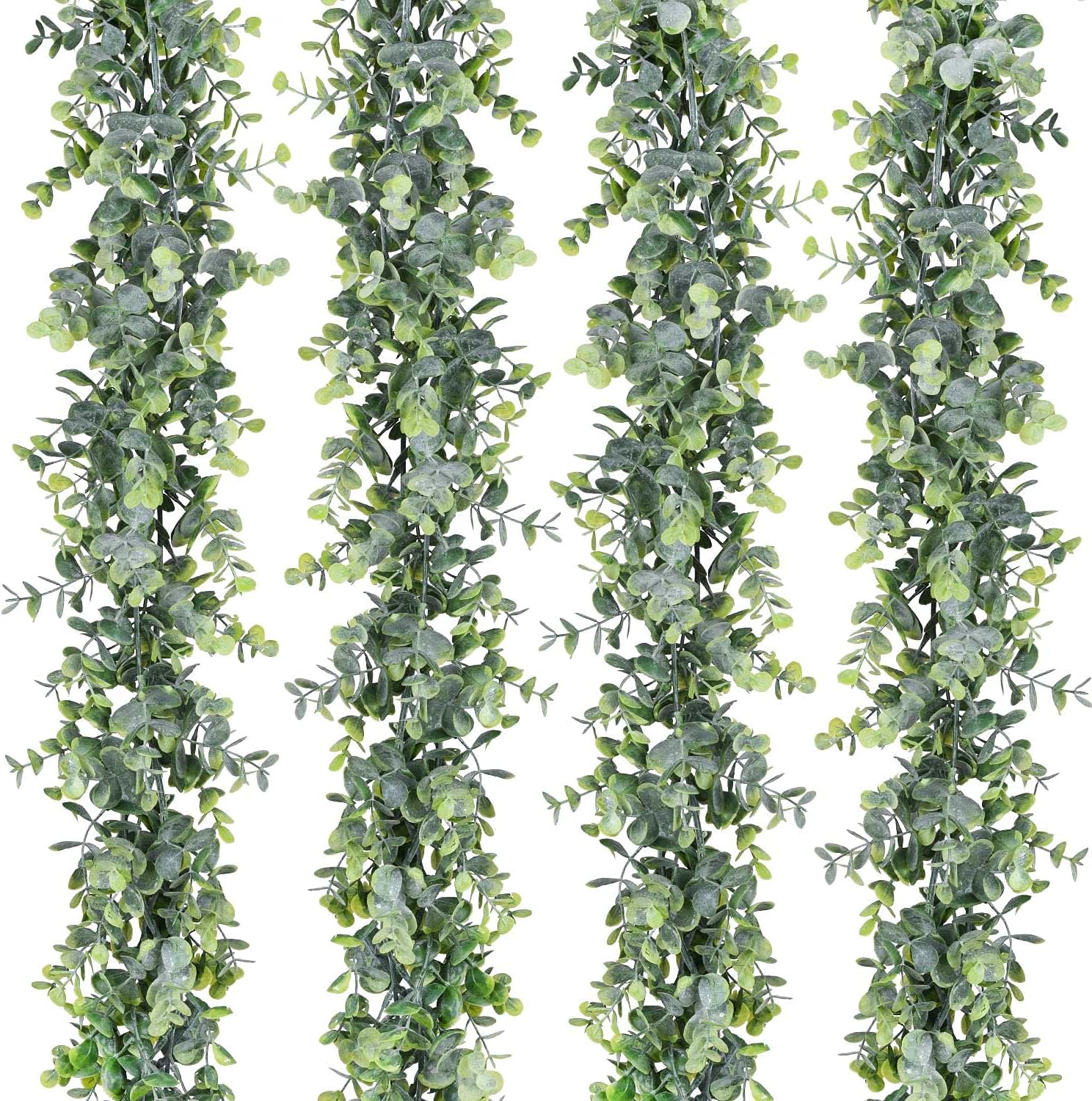 Lvydec 4 Pack Artificial Eucalyptus Garland, Fake Eucalyptus Greenery Garland Wedding Backdrop Arch Wall Decor, 6 Feet/Strand Fake Hanging Plant for Table Festival Party Decoration