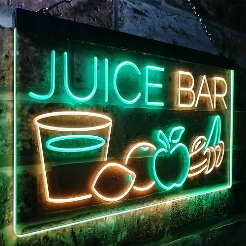 Miniatura 3 de ADVPRO Juice Bar Fruit Shop - Letrero de neón LED de doble color, verde y amarillo, 16 x 12 pulgadas, st6s43-i2084-gy