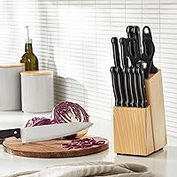 Vista 8 de Yaxa Basics 14-Piece High Carbon Stainless Steel Kitchen Knife Set with Full Tang Construction, Ergonomic Handles, Sharpener and Pinewood Block