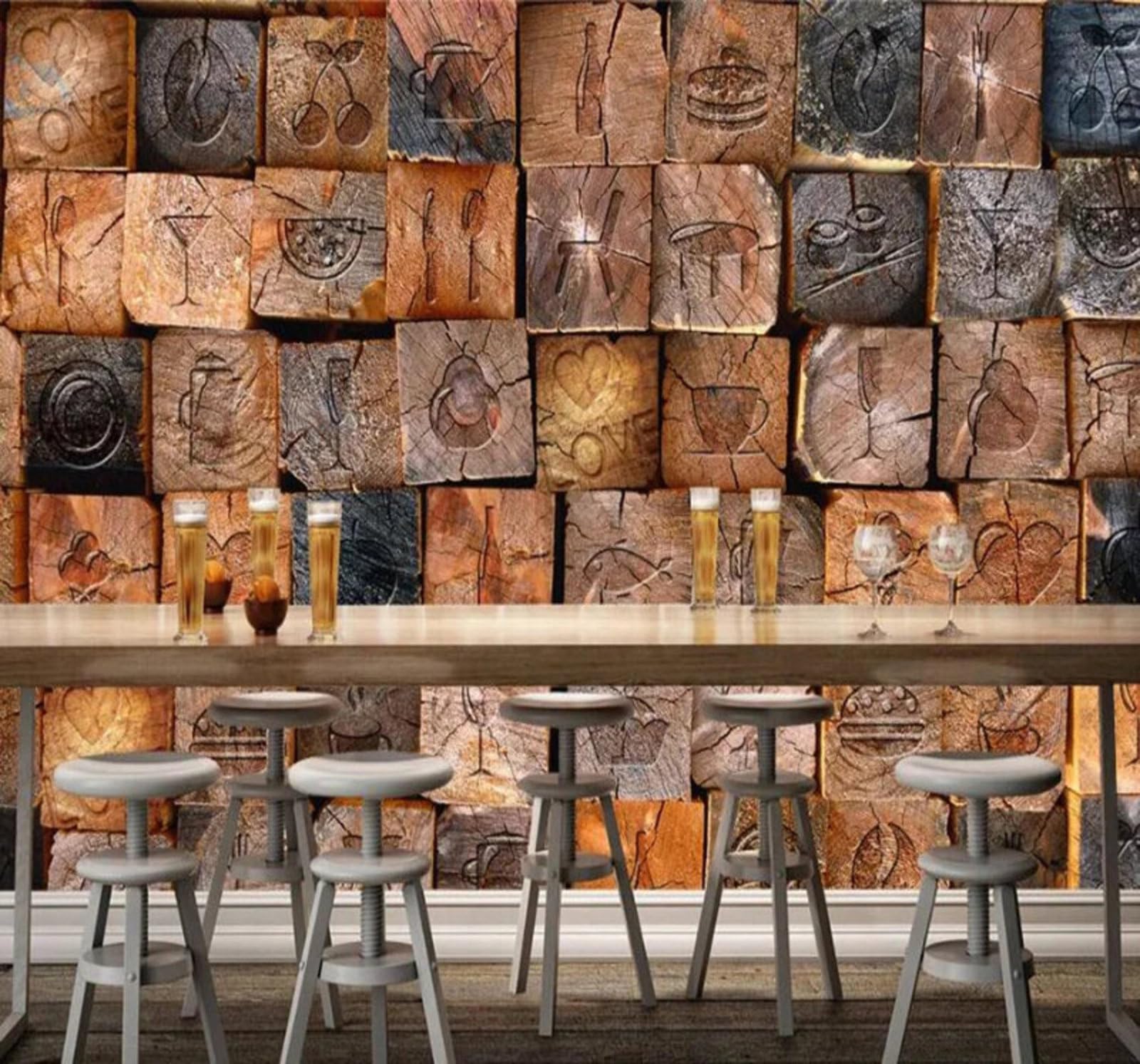 Tzxztt Large Retro Nostalgic Wood Grain Art Modern 3D Wallpaper Premium Textured Silk Neutral Tones Material Ideal for Living Room Bedroom-430cm×300cm