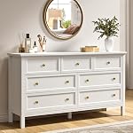 7 Drawer Black Dresser for Bedroom, 55" Wood Dresser with Gold Handles, Wide Modern Chest of Drawers for Hallway, Entryway