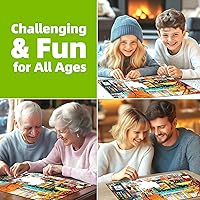 Vista 5 de Rompecabezas de escena de café de otoño para adultos, 500 piezas, colorido rompecabezas de calle con letras en la parte posterior, rompecabezas