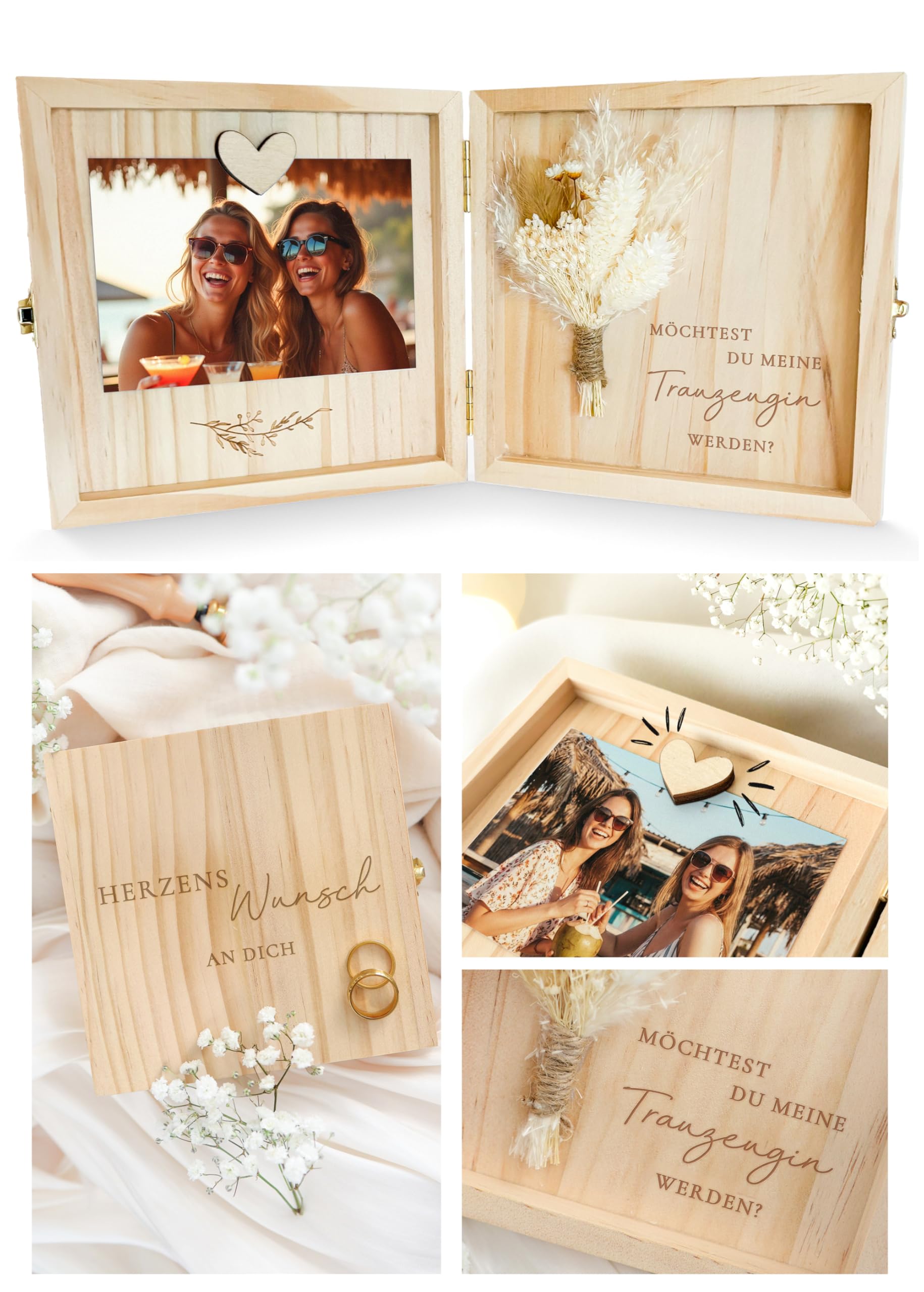 Joli Coon Holzschachtel Foto personalisiert - hochwertige Holzbox - Geldgeschenk - Hochzeit