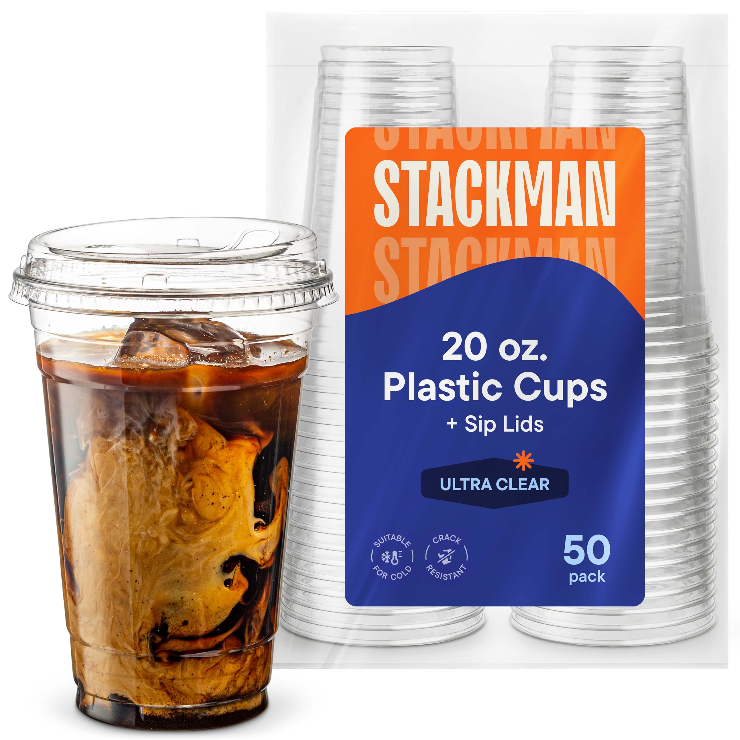 Amazon.com: 20 oz Clear Plastic Cups with Strawless Sip-Lids [50 Sets] PET  Crystal Clear Disposable 16oz Plastic Cups with Lids - Crystal Clear,  Durable Cup - BPA Free + Crack Resistant, for