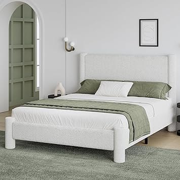 Boucle Upholstered Platform Bed