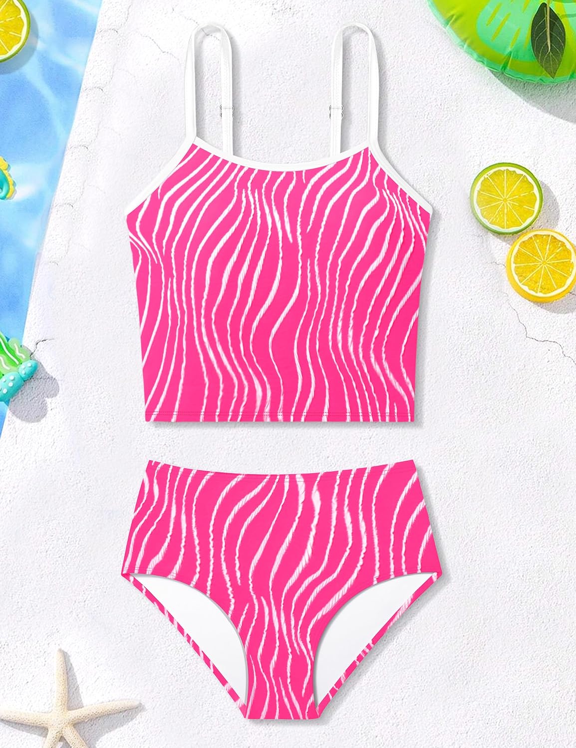 Girls Tankini Swimsuit 2 Piece Bathing Suit Twist Cross Back Cutout Swim Tank Top Floral Print Swimwear for 7-18Y