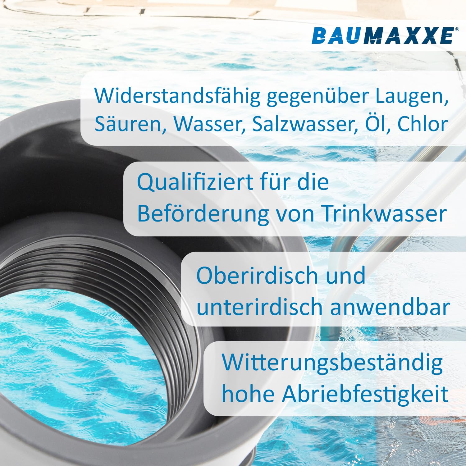 2x PVC Reduziermuffe 50mm auf 1 1/2 Zoll Innengewinde I Reduzierung für 50 mm Muffen I Übergangsmuffe Fitting Klebemuffe Pool für Poolverrohrung I bm018