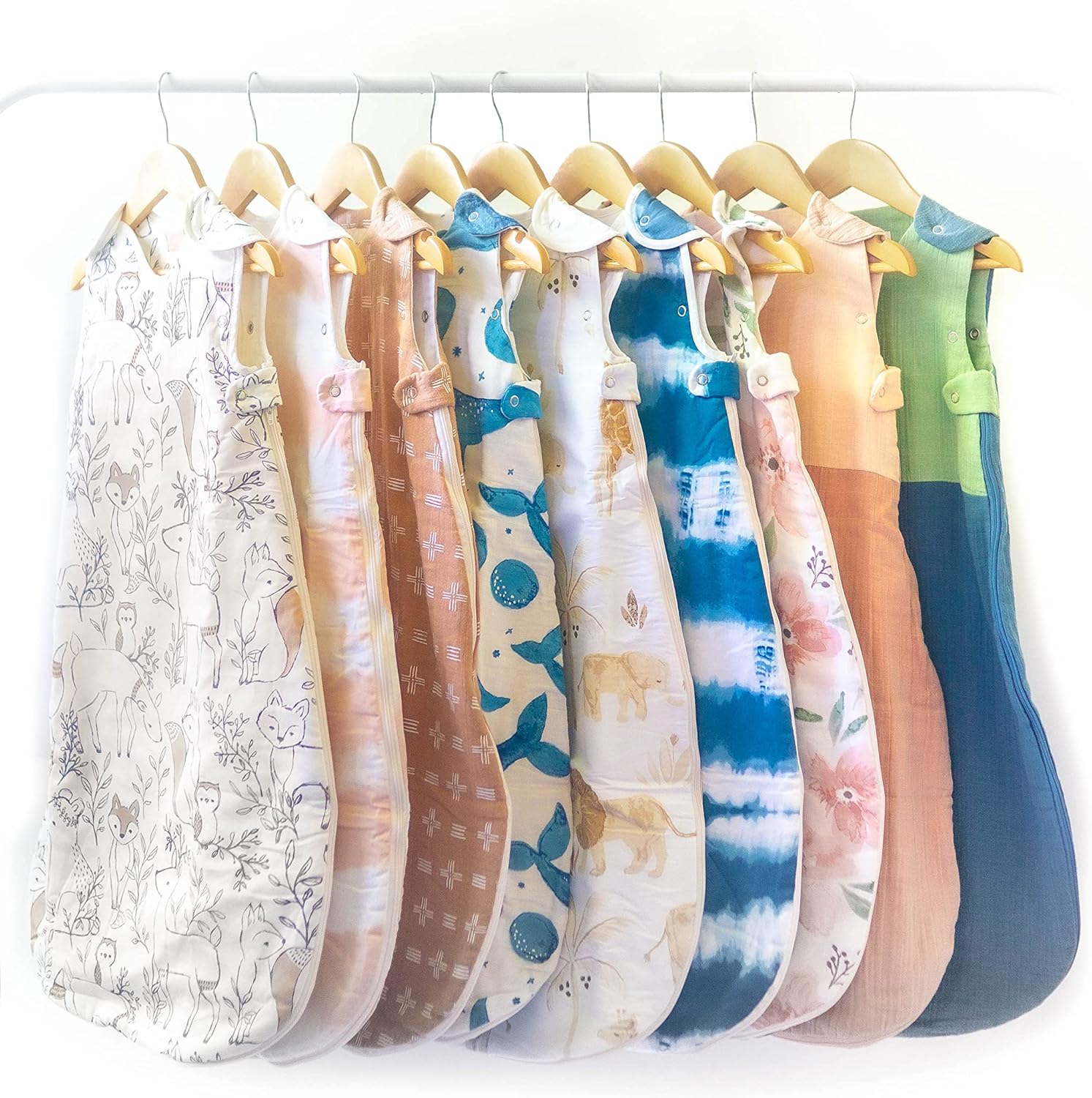 Crane Baby Wearable Blanket, Wearable Soft Cotton Baby Blanket for Boys and Girls 0-9 Months, Riverstone and Evergreen, 19”w x 30”h