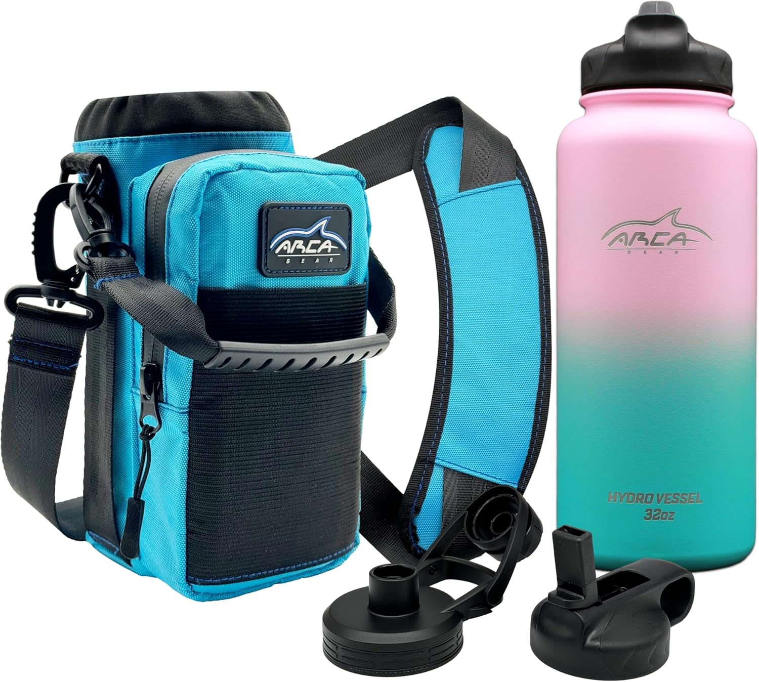 Arca Gear Hydro Vessel & Hydro Carrier Combo Pack - Insulated Stainless Water Bottle and Carrier - 32oz Bottle