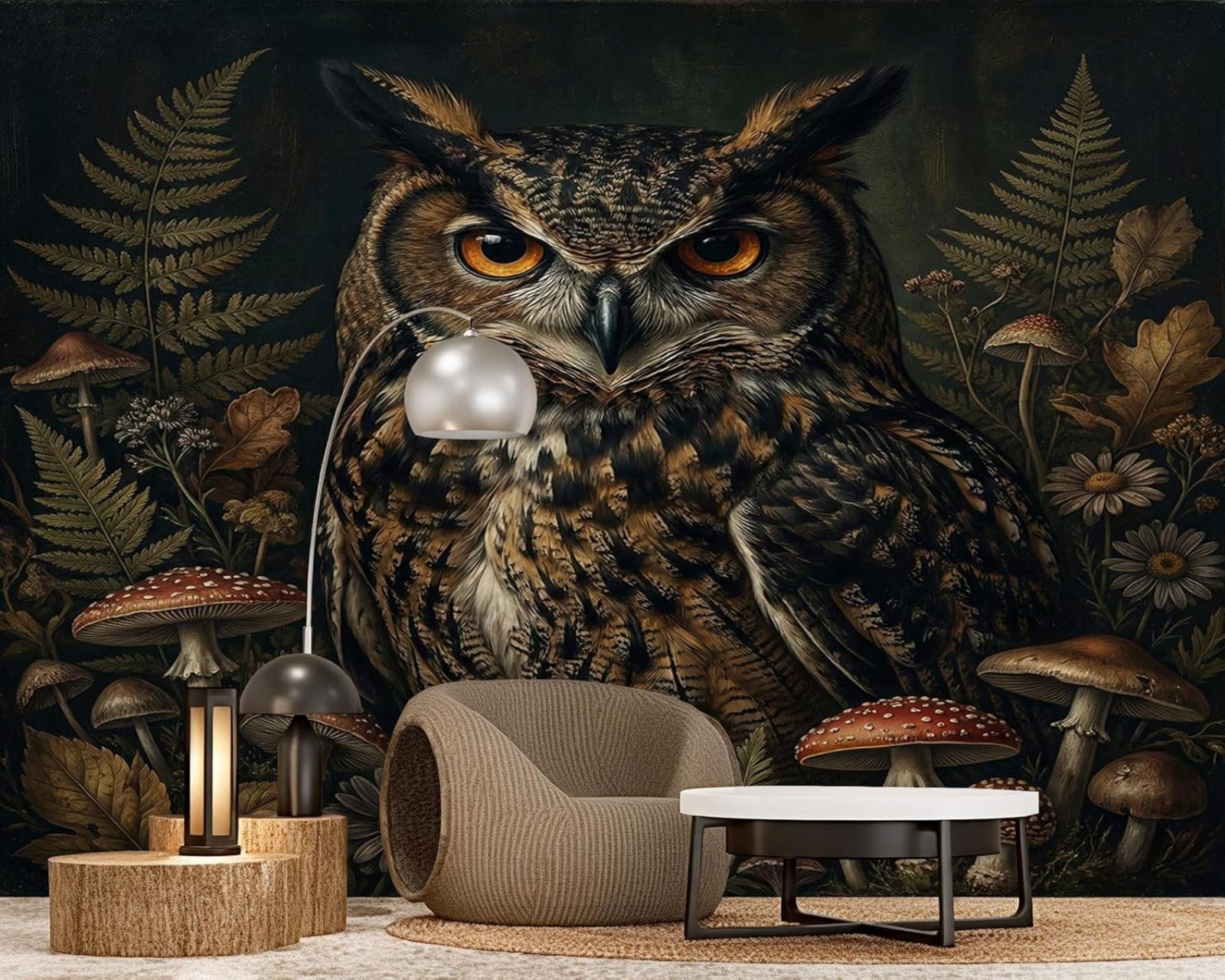 Hgjdjhnf 3D Mural 3D Effect Photo Wallpaper Owl Forest Animals Brown Non-Woven Wallpaper Modern Living Room Bedroom Children's Room Wall Decor Motif Wallpaper, 400Cm X 280Cm Wall Sticker - Background Wall - Painting
