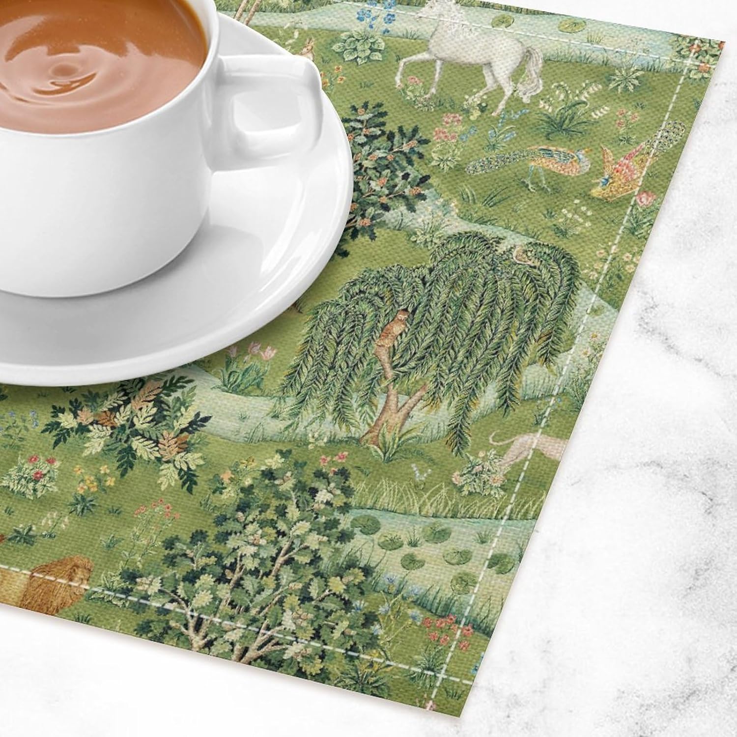 William Morris Floral Prints Placemats for Dining Table Placemat Set of 6 Table Settings Table Mats for Home Kitchen Holiday Decoration Strawberry Thief-2