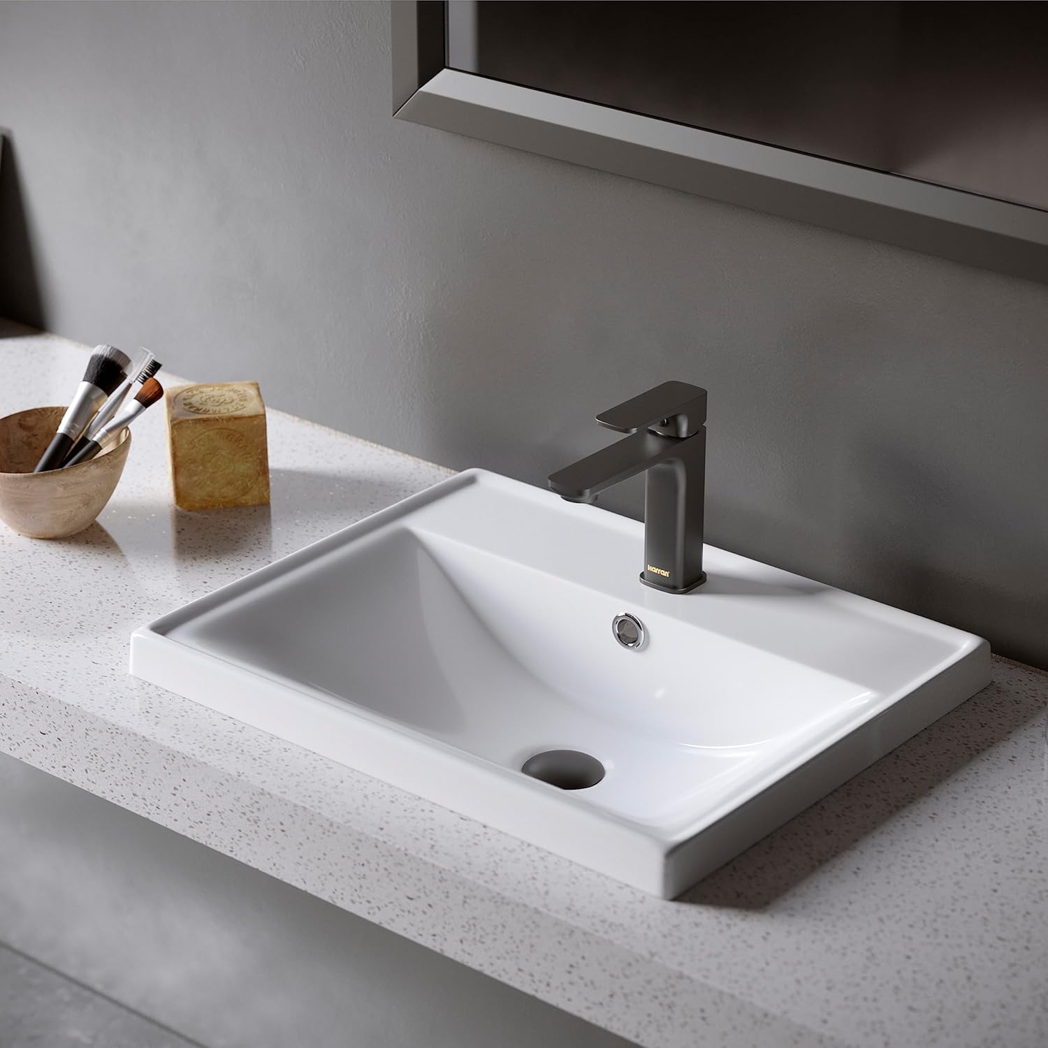 Karran Venda KBF510 Single-Handle Single Hole Basin Bathroom Faucet with Matching Pop-up Drain in Matte Black