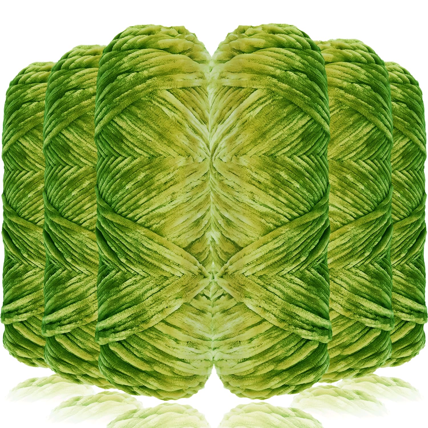 Exquilnova 6 Pack Chunky Yarn for Hand Knitting,Multiple Colors Chenille Yarn for Knitting & Crochet,Soft Chunky Wool for Blankets,Cushion,Scarves,Pet Beds,Bags,Hats,Sweaters(Fragrant Green)