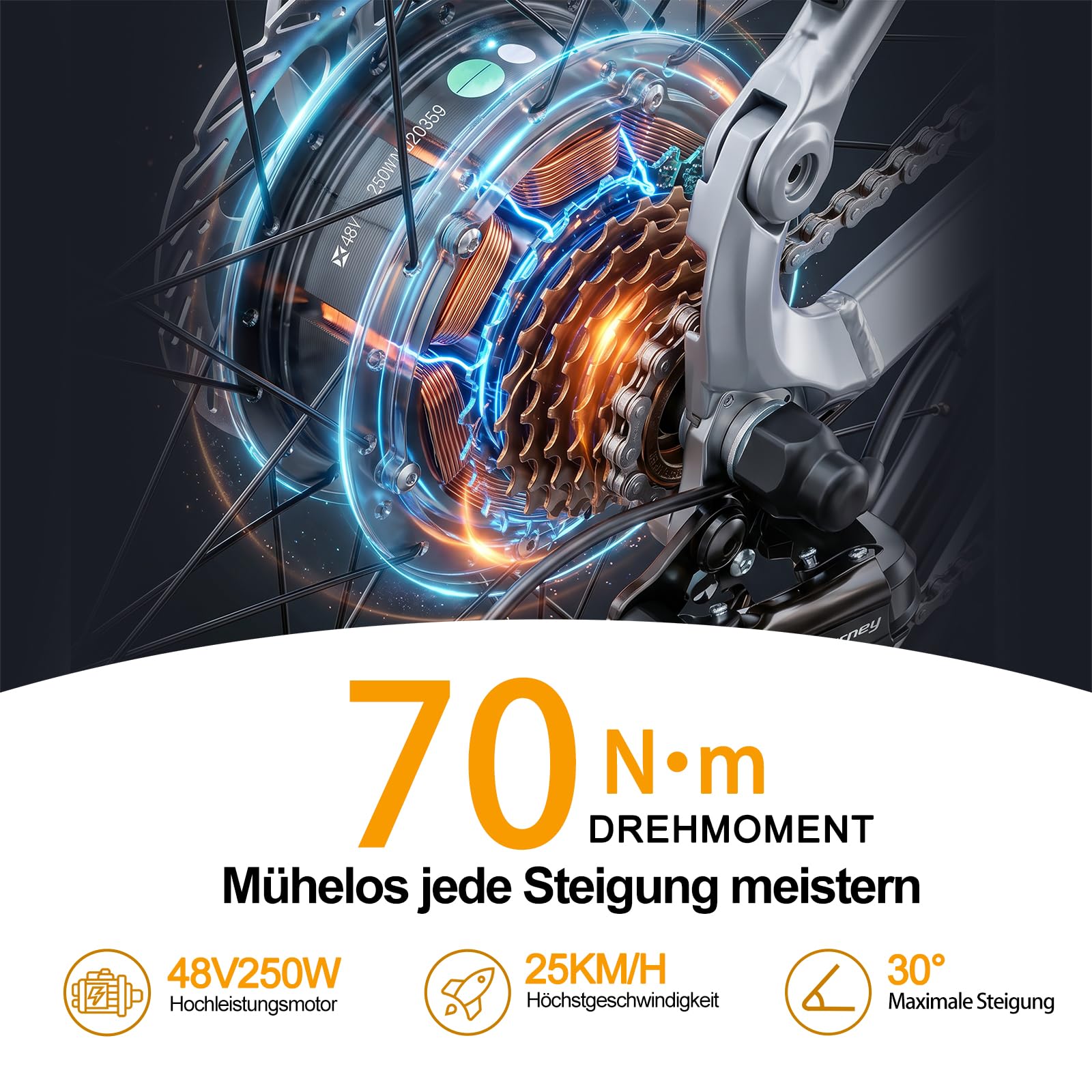 ttgo E-SUVO E-Bike für Erwachsene, 27.5 Zoll Elektrofahrrad Herren mit 250W Motor, 48V 15AH Akku, bis zu 120 km, E Fahrrad mit 7 Gängen, Pedelec City Ebike
