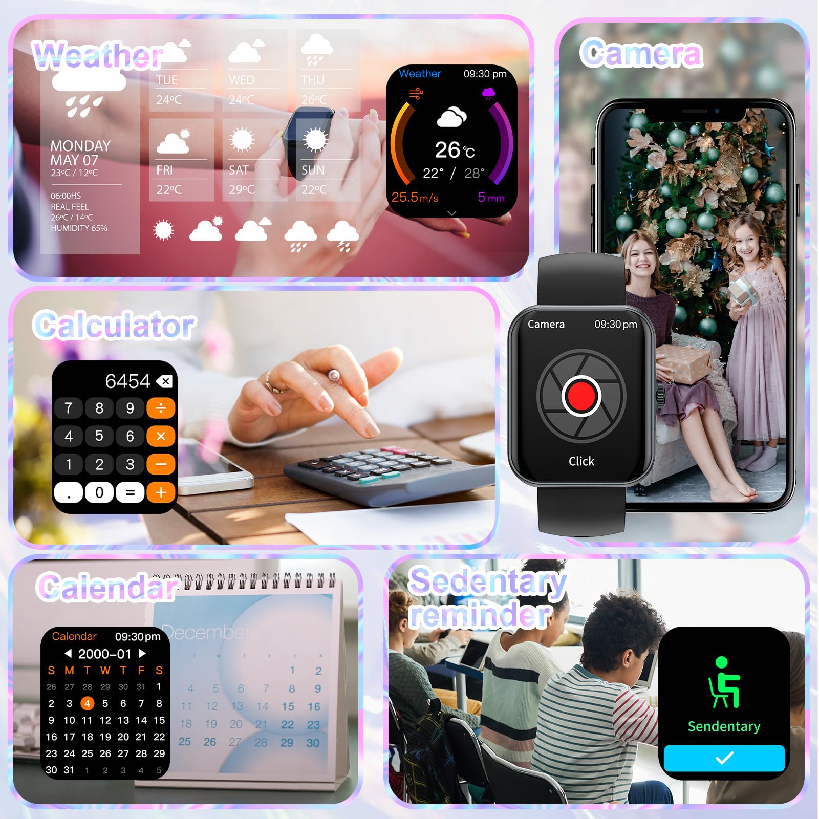 Smartwatch Kinder, 1.83 HD Voll Touchscreen Fitnessuhr, IP68 wasserdichter Kinder Fitness Aktivitäts Uhr, Schrittzähler, Wecker, 37 Sportmodi, Kinderuhr Telefon für Jungen Mädche Teenager (Schwarz)