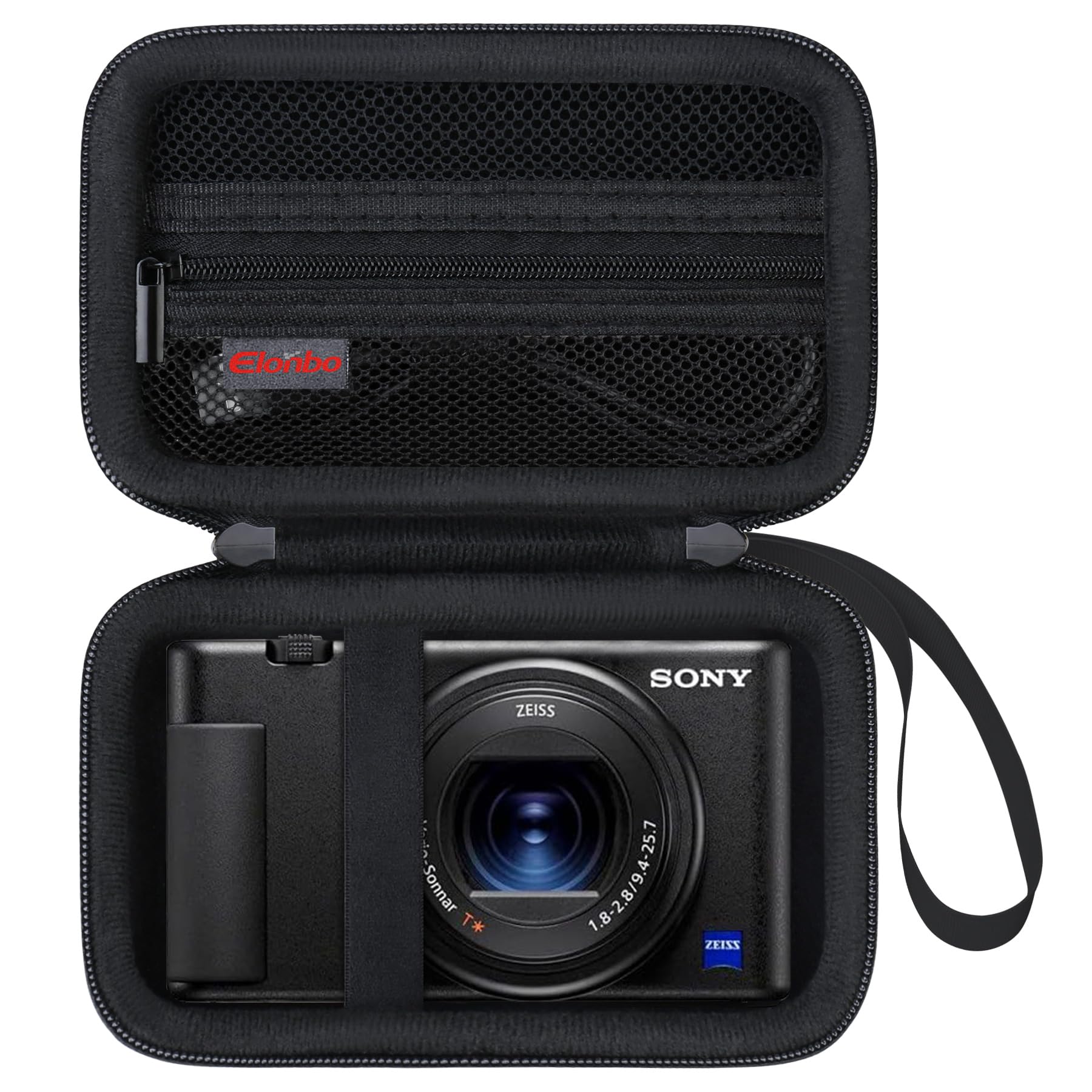 Elonbo Carrying Case for Sony ZV-1F / ZV-1 / ZV-1 II Digital Camera, Sony ZV1F Vlogging Camera Hard Travel Bag, Mesh Pocket fits Battery Card Reader Cable, Black