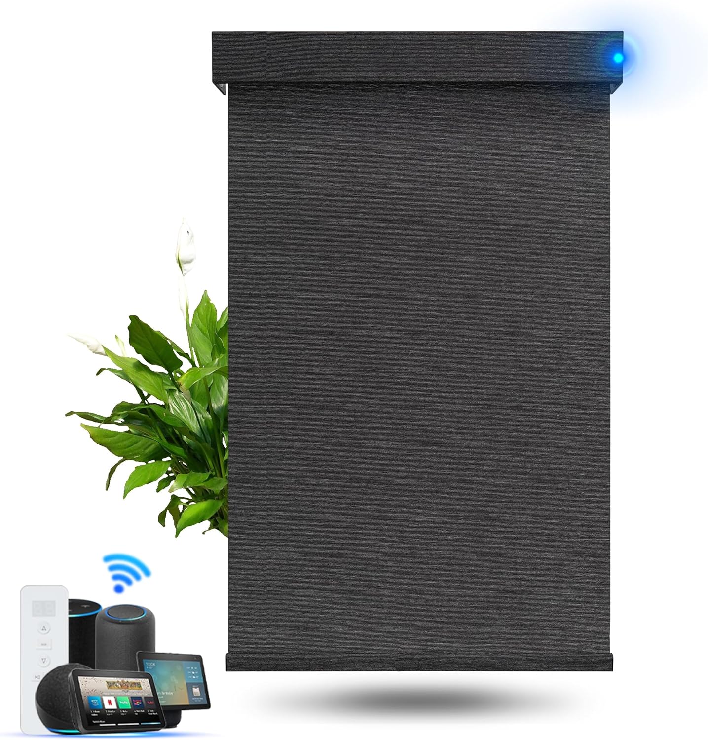 Motorized Blinds with Remote, Blackout Smart Roller Blinds Compatible with Apple Homekit Google Home and Alexa, Automatic Window Blinds Customize, Black Motorized Blinds with Remote, Blackout Smart Roller Blinds Compatible with Apple Homekit Google Home and Alexa, Automatic Window Blinds Customize, Black