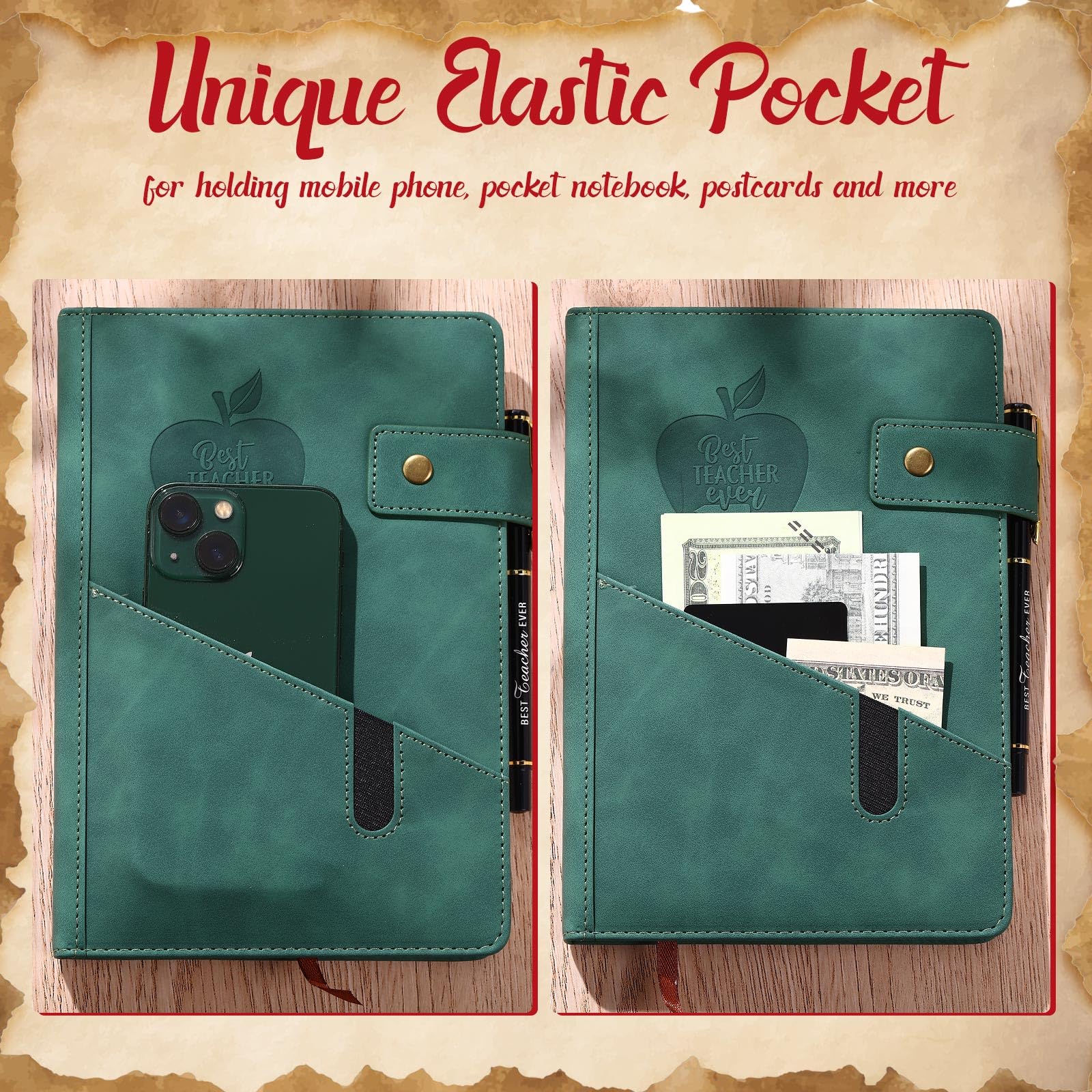Set di 6 quaderni per insegnanti con penna, copertina rigida, formato A5, in pelle, regalo per insegnanti, per studenti, regalo di laurea, regalo di ringraziamento per insegnanti