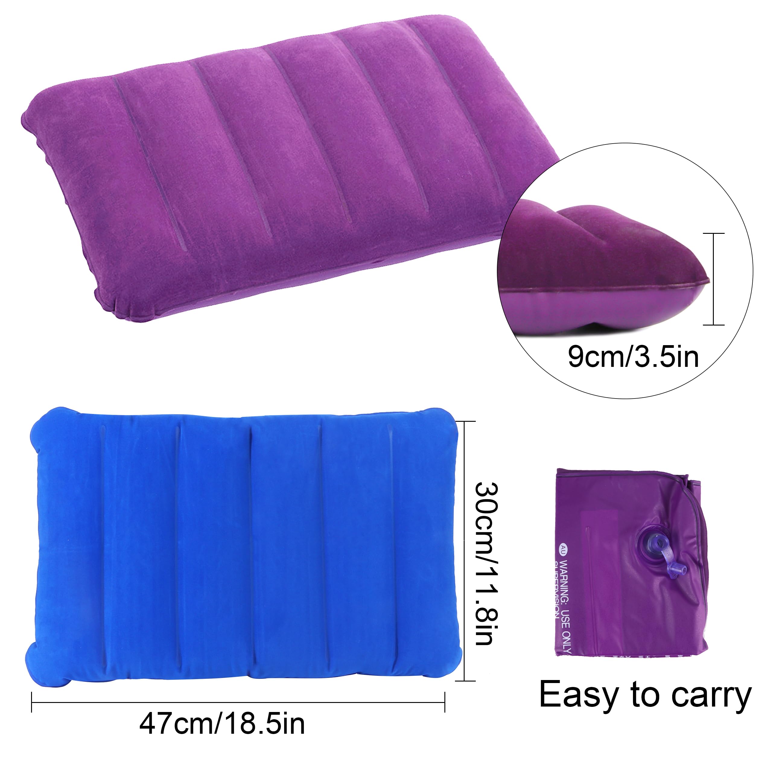 JSMTKJ Cojines inflables 4X Almohadas Inflables de Viaje para Acampar Almohada de Viaje Inflable Hinchables Cojín de Aire para Acampada, Senderismo, Auto
