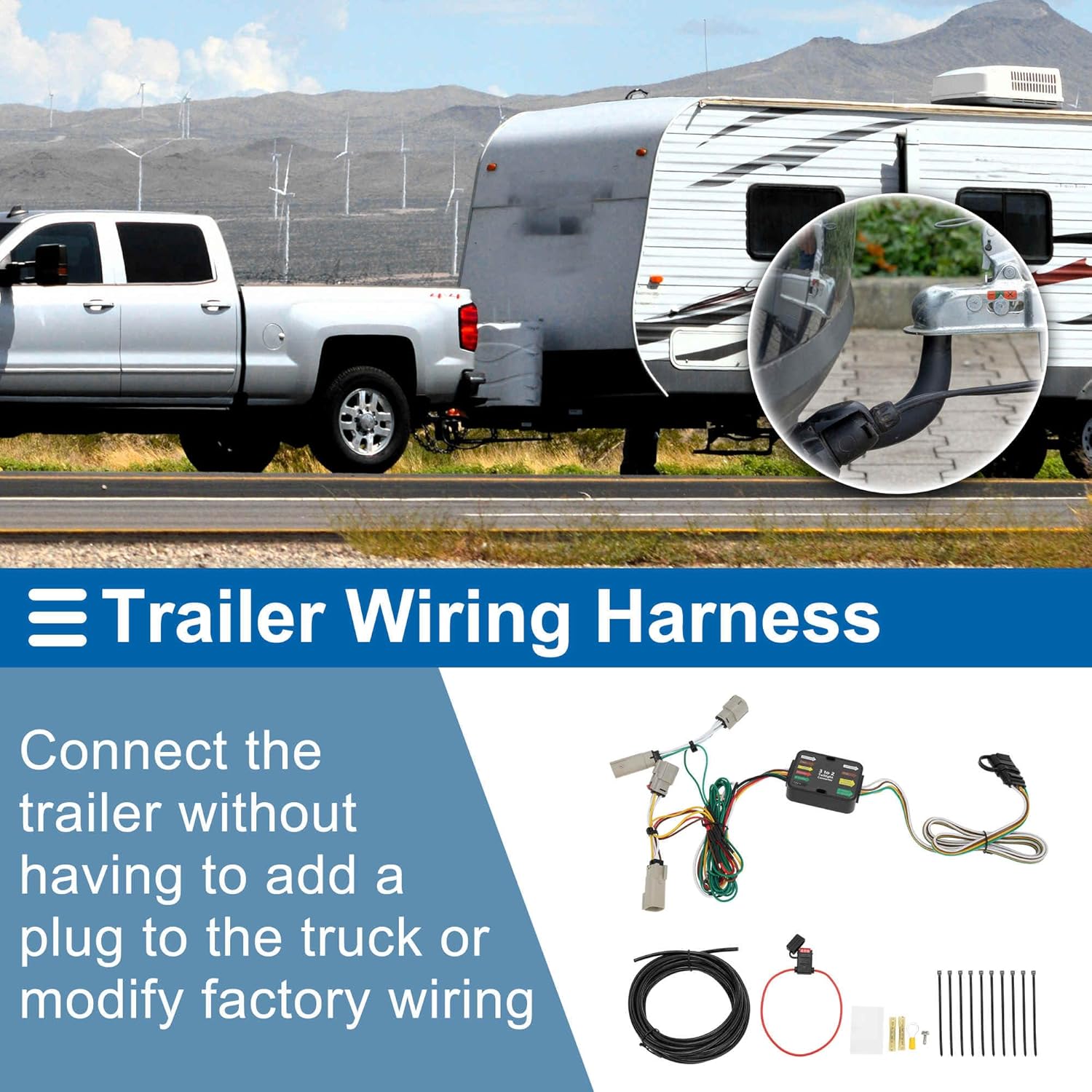 1 Set 4 Pin Trailer Wiring Harness No.56436 Towing Hitch Wiring for Ford Edge SE 2019-2024 Connector Towing Harness Converter