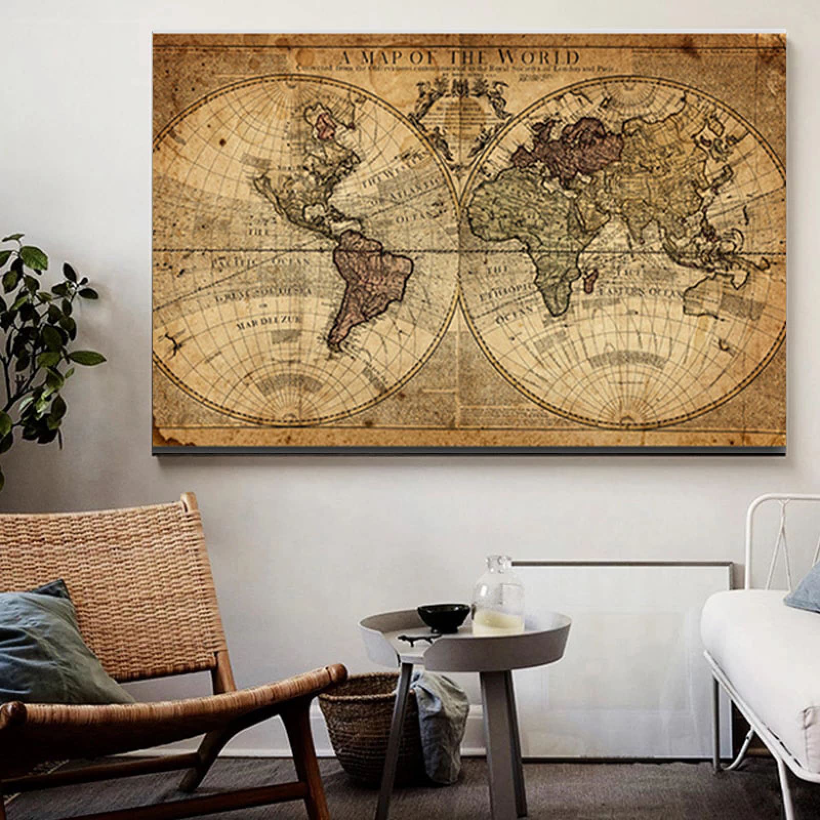Old World Art Wall Old Map Of The World 1776 Vintage Poster Wall Art