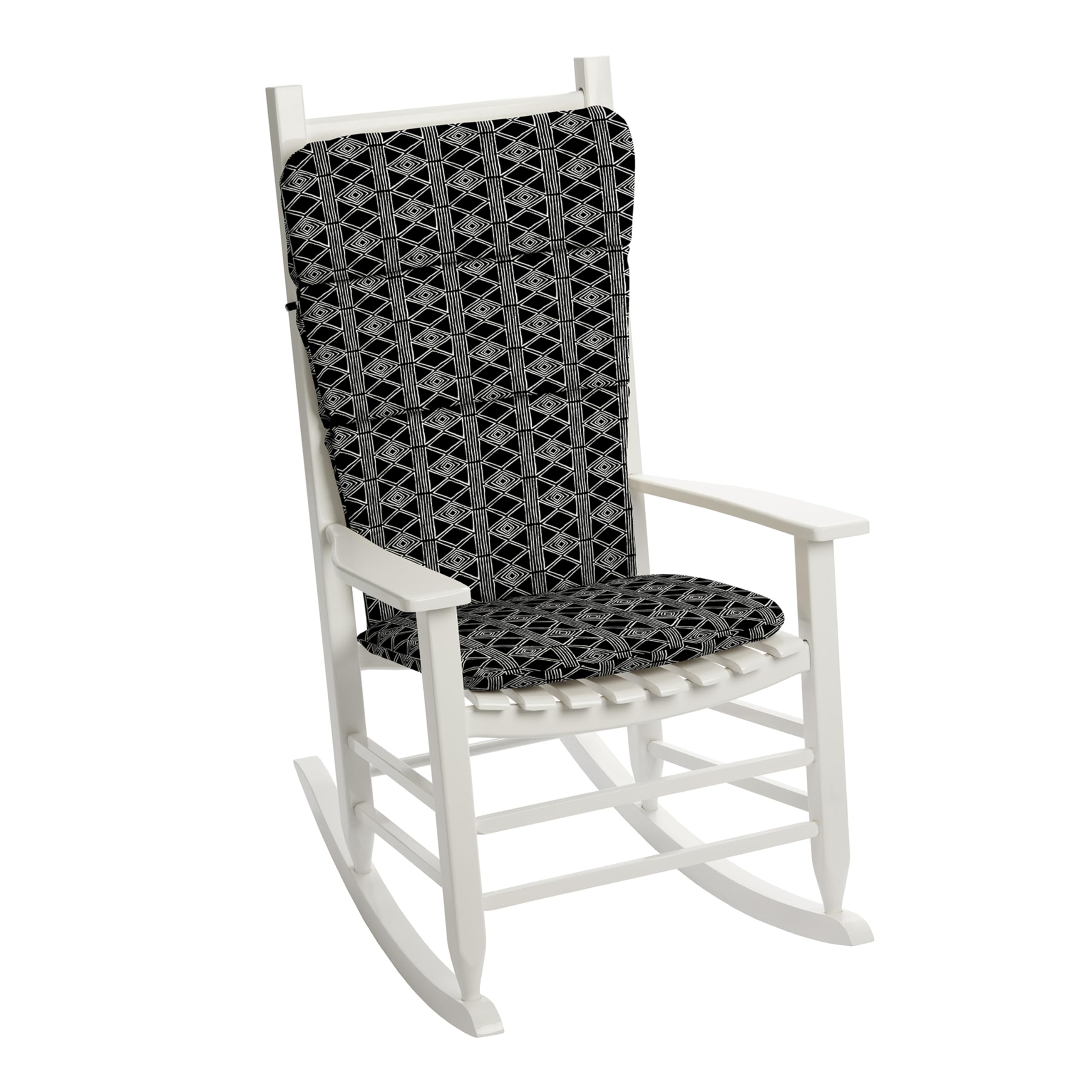 Arden Selections Outdoor Rocking Chair or Adirondack Cushion, 20 x 17, Water Repellent, Fade Resistant 17 x 20, Black Global Stripe