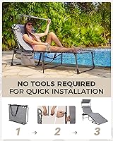 Vista 9 de KingCamp Sillas de descanso Chase acolchadas de gran tamaño, silla de bronceado plegable extra ancha, ajustable, 5 posiciones, 400 libras, tumbona