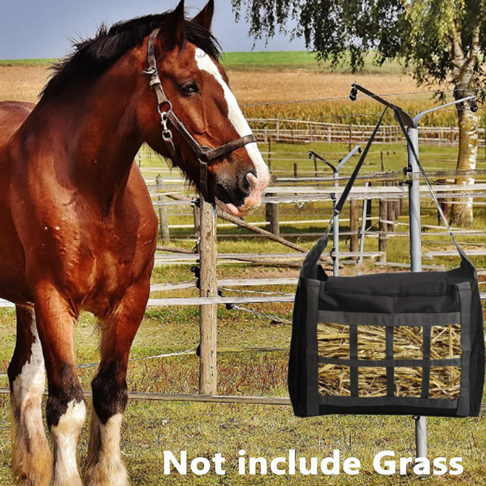 Lot de 2 sacs à foin à alimentation lente - Filet de rangement pour cheval, âne, chèvre - Pour camping, voyages - Facile à remplir