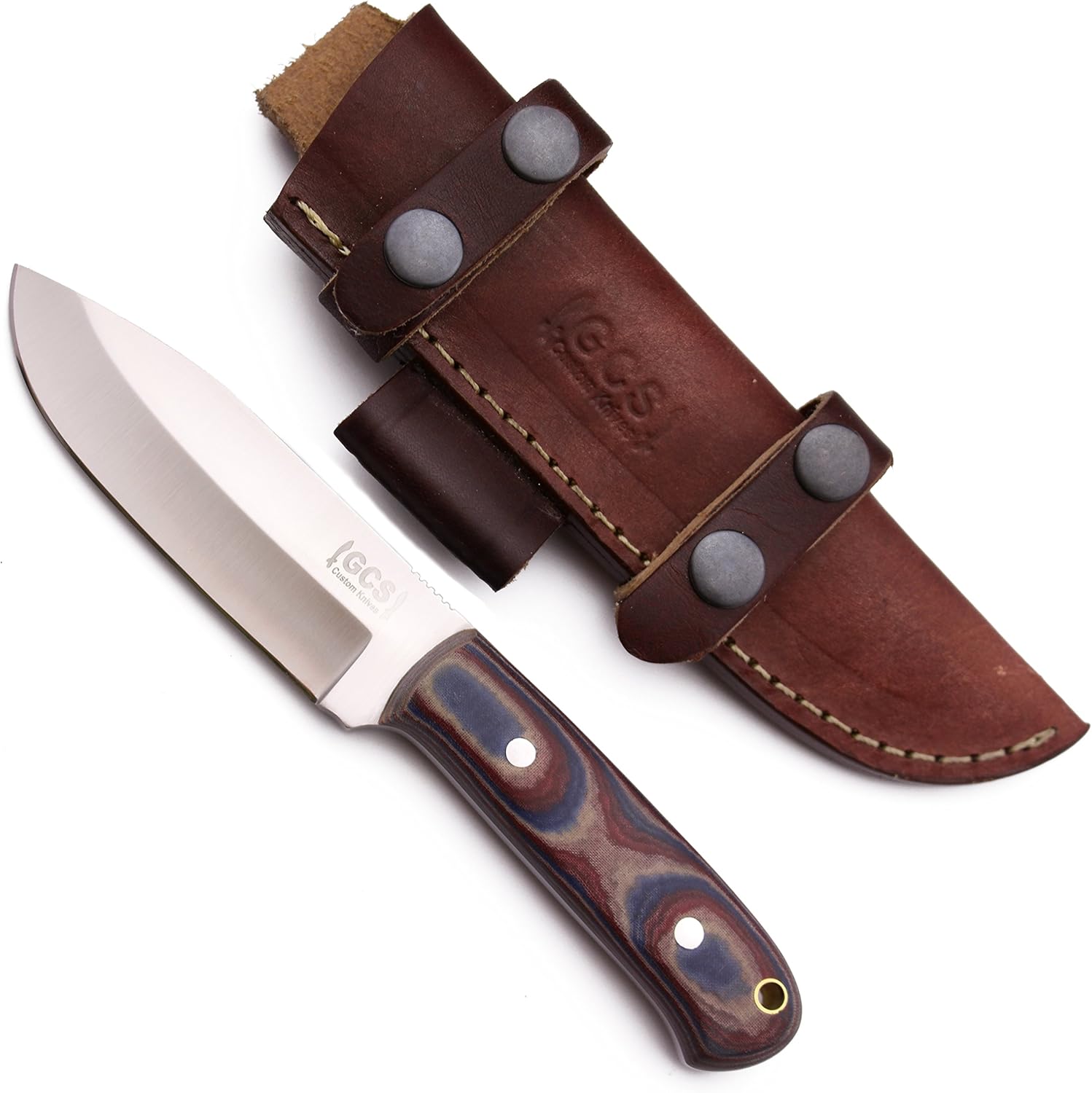 GCS Custom Handmade Red, Blue & White Beautiful Micarta Handle D2 Tool
