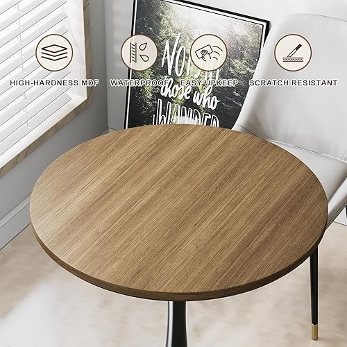Miniatura 6 de Mesa pequeña de tulipanes de 24 pulgadas para 2 personas, mesa de comedor redonda de nogal para cocina, mesa moderna de mediados de siglo con base
