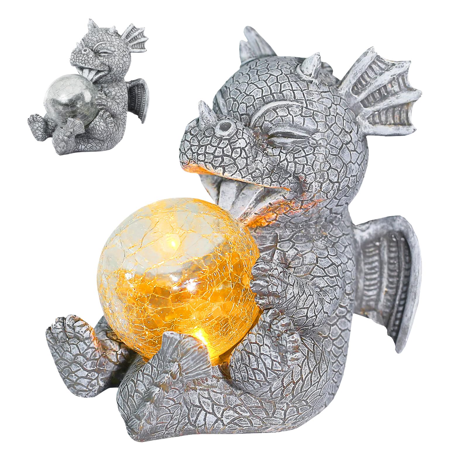 Sculpture de dragon décorative avec lampe solaire : le cadeau idéal pour terrasse