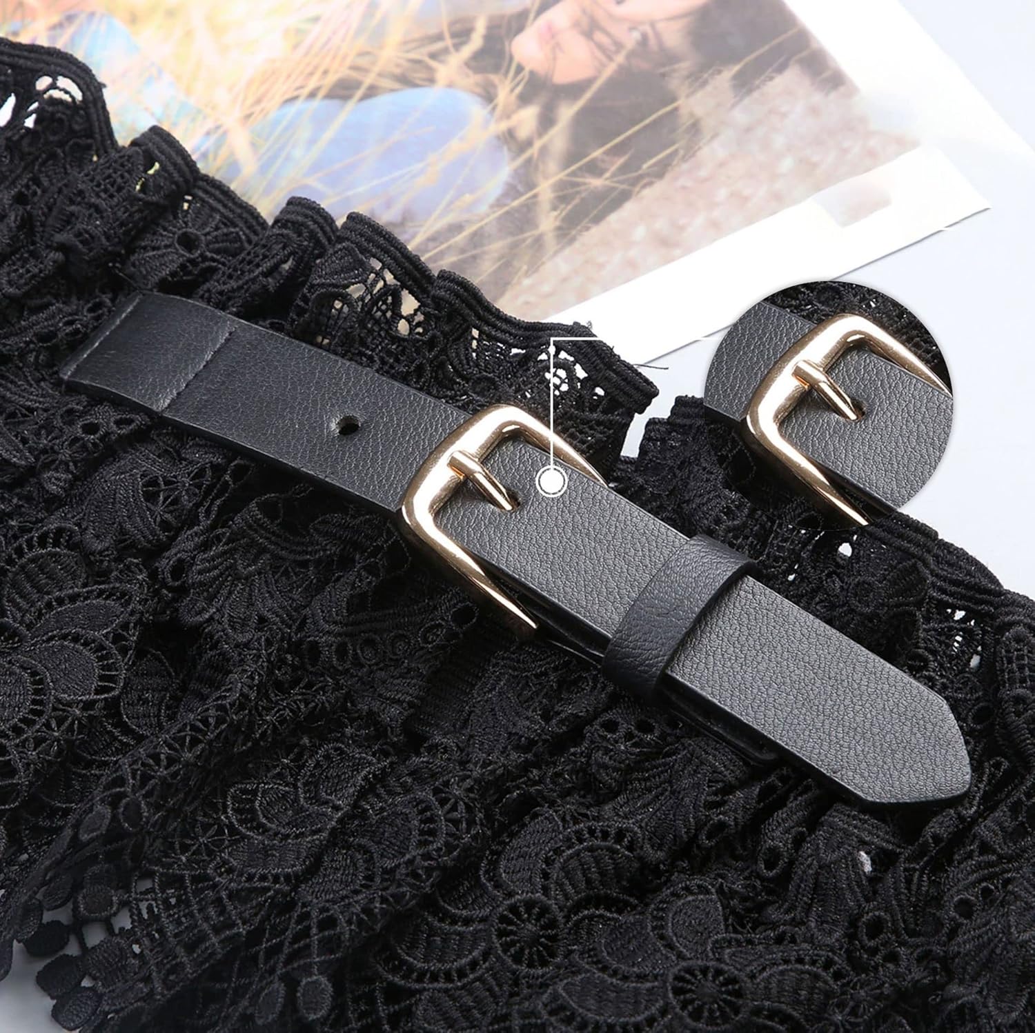 Women Elastic Wide Belt Lace Stretchy Wide Waist Dress Belt Fashion Cinch Stretch Waistband (Color : Black, Size : 75 * 17cm)