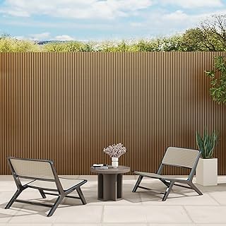 mondaria Wood Slat Wall Panel for Wall Décor, 3D Wood Plastic Composite Decorative Paneling for Outdoor Accent Wall Decor - 90.5 x 6.3 Inch(5 PCS, Teak)