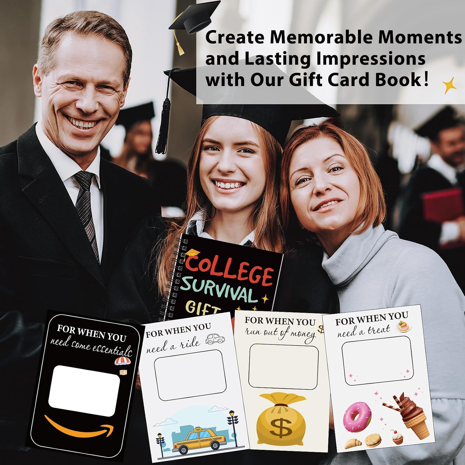 Zhanmai Open When Envelope for College Student Going Away to College Gift 2026 University Gift Card Book Care Package for High School Student Cash Card Holder for Daughter Son(Cute)