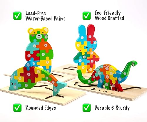 Miniatura 4 de Montessori Mama Rompecabezas de madera para niños de 2 a 4 años, juguetes Montessori para niños de 3 años, juguetes de animales para niños pequeños,
