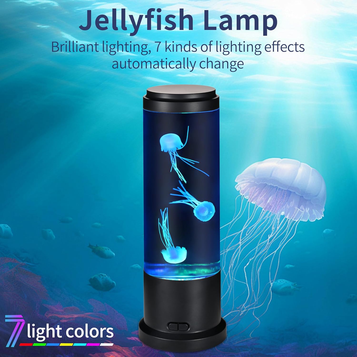 Meloki 11 inch Jellyfish Lamp, LED Jelly Fish Light Lamp, Color Changing Jellyfish Tank Table Lamp Decorations for Home Office Decor Great Gifts for Kids - Image 7