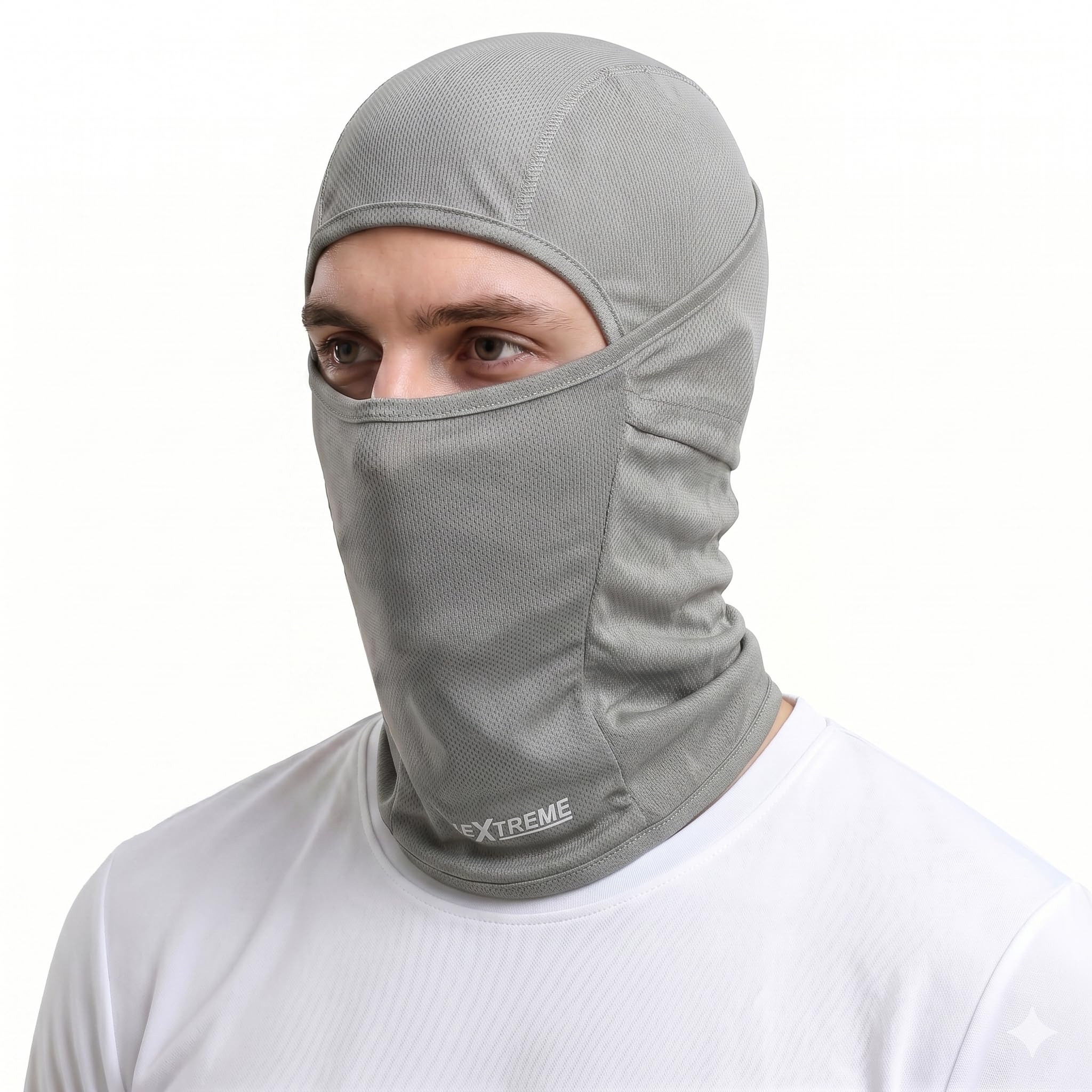 Allextreme Full Face Mask for Riders Anti-Pollution UV Sun Protection Dryfit 9 in 1 Balaclava Helmet Liner with Air Filter for Men & Women Biker Hiking Cycling Protective Bike Riding Gear (Light Grey)-image-2