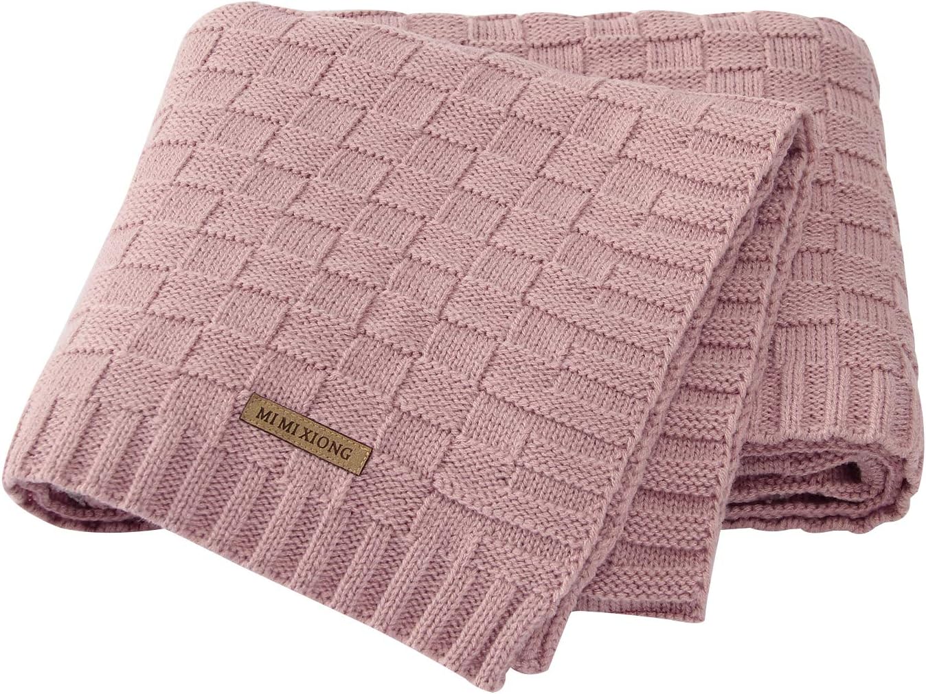 LAWKUL Baby Blankets for Girls Pink Soft Babe Knit Blanket Cable Newborn Infant Receiving Swaddle Boys Crib Stroller 40"x30"