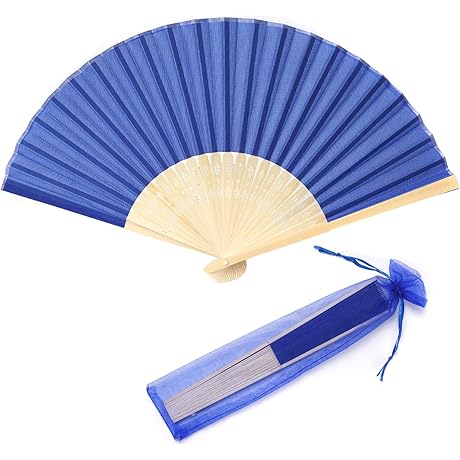 Charming Royal Blue Folding Fans for Graceful Moments