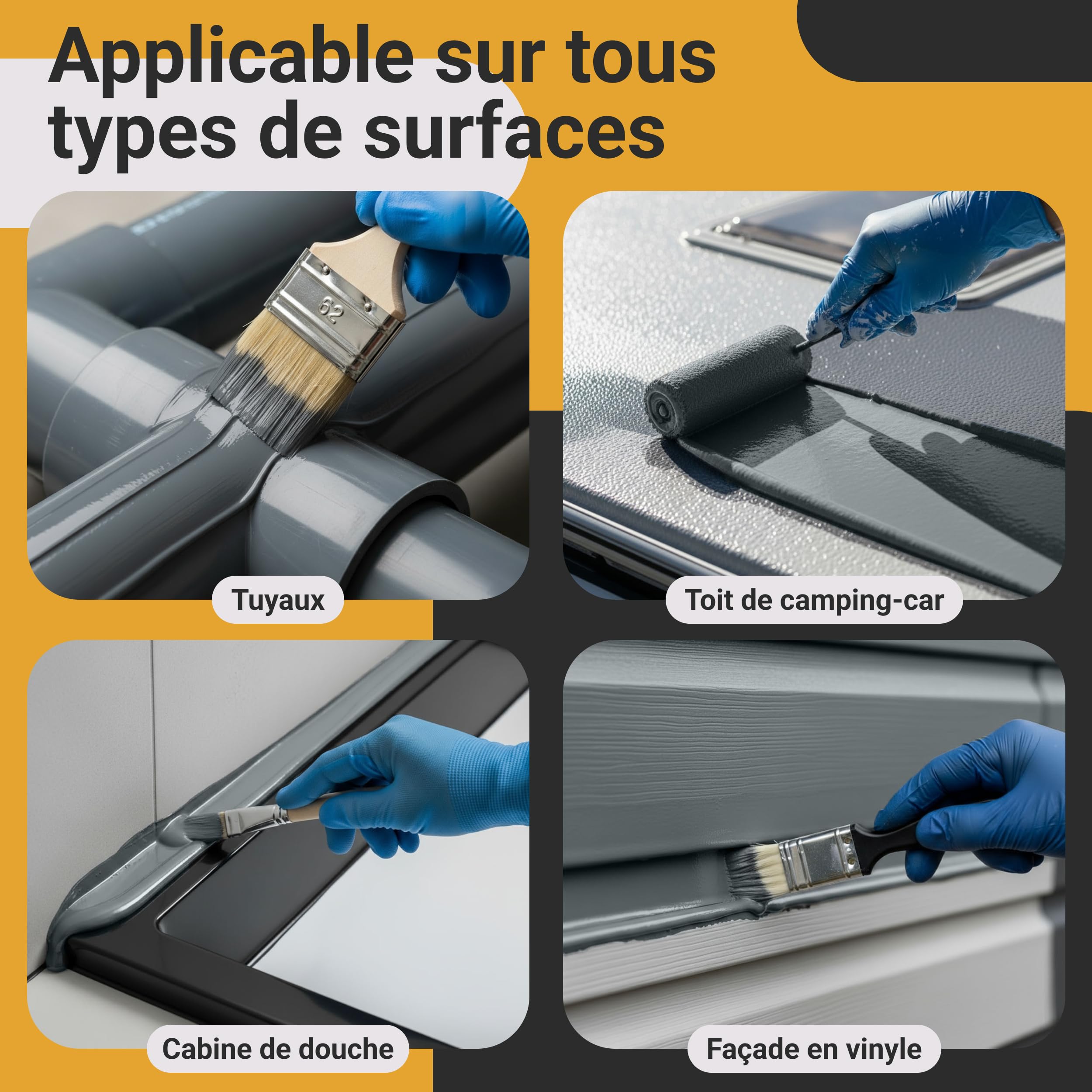 Produit Étanchéité Scellant Imperméable Liquide Gris 1500 ml PROXINOVA Résine Universelle pour Toitures, Murs Extérieurs, Cheminées, Gouttières, Résistante UV, Répare Fuites, Facile à Appliquer
